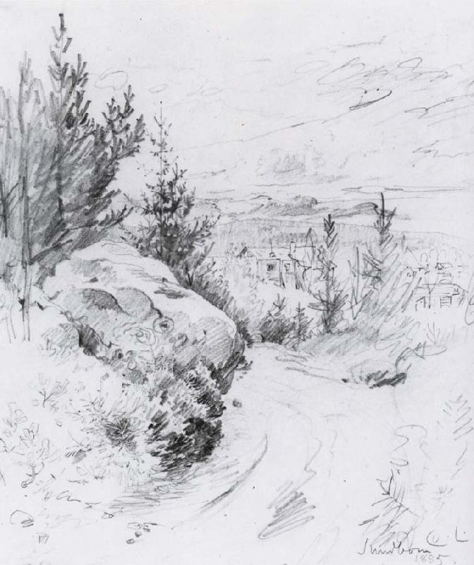 Carl Larsson First Glimpse of Sundborn Pencil oil painting picture
